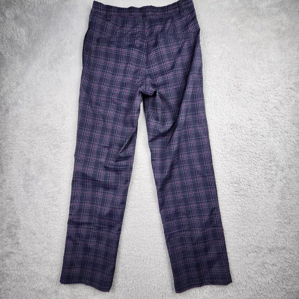 C9 Champion Golf Pants Men 30x30 Blue Plaid Performance Stretch Flat Front Prep